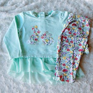 Little Me Bunny Tunic & Floral Pant Set